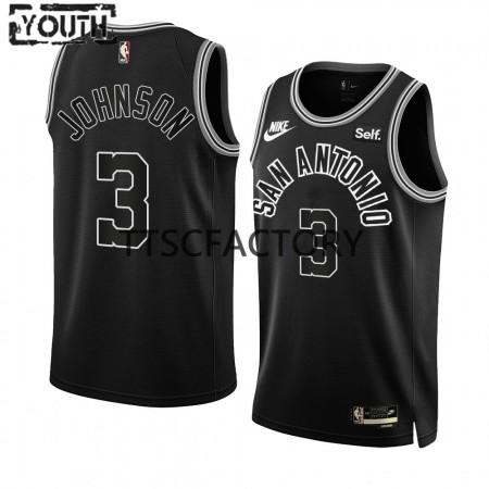 Maglia NBA San Antonio Spurs Keldon Johnson 3 Nike 2022-23 Classic Edition Nero Swingman - Bambino